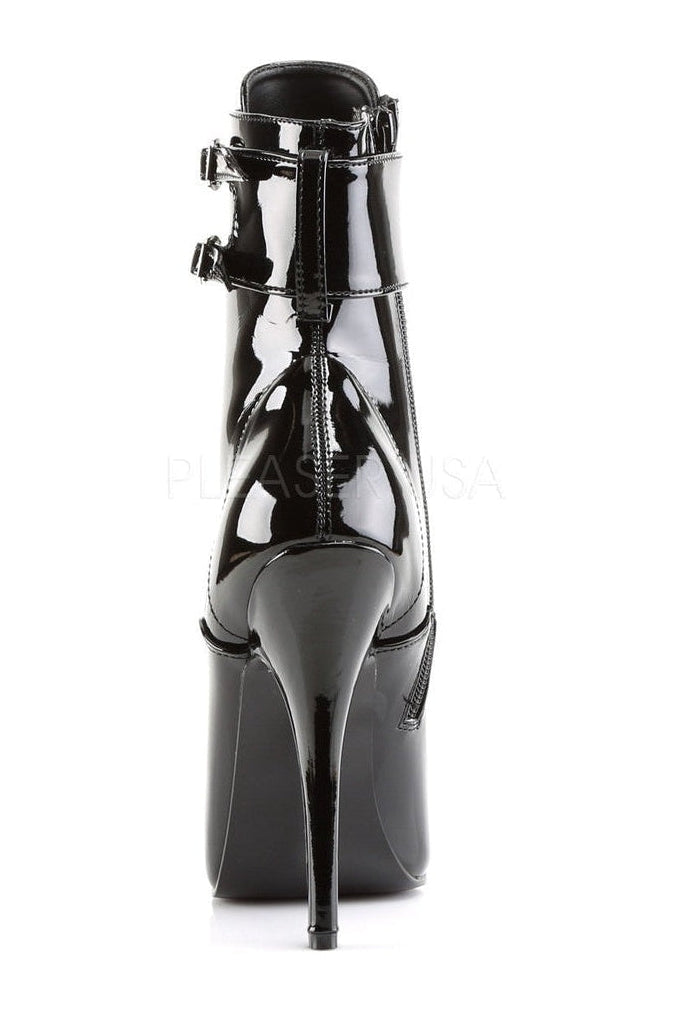 Devious DOMINA-1023 Ankle Boot in Black Patent