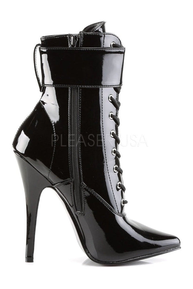Devious DOMINA-1023 Ankle Boot in Black Patent