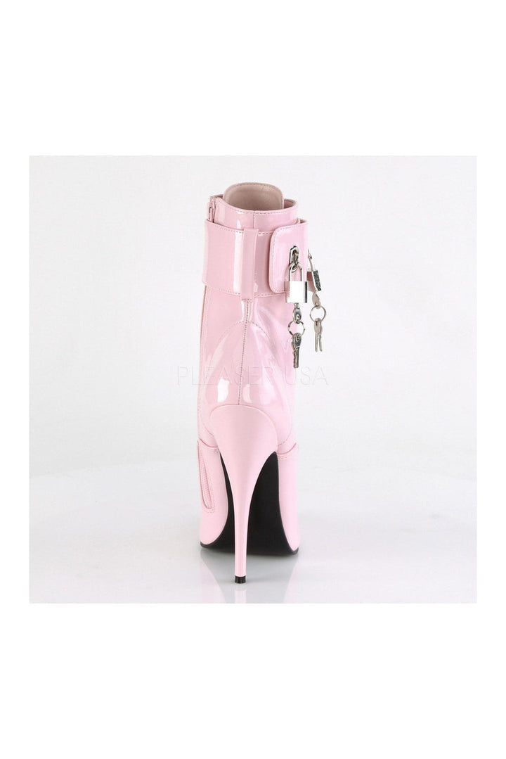 DOMINA-1023 Ankle Boot | Pink Patent-Devious-SEXYSHOES.COM