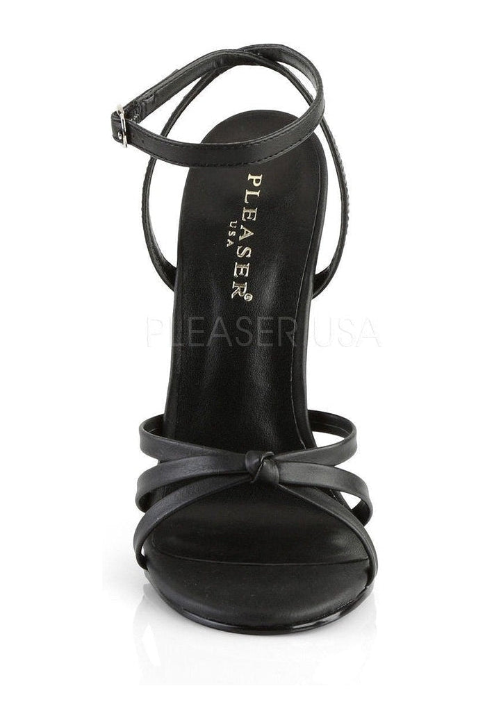Devious DOMINA-108 Sandal in Black Faux Leather