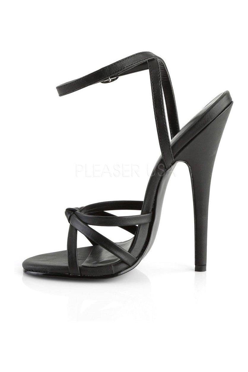 DOMINA-108 Sandal | Black Faux Leather-Devious-Sandals-SEXYSHOES.COM
