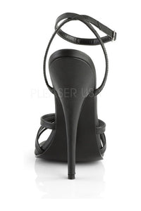Devious DOMINA-108 Sandal in Black Faux Leather