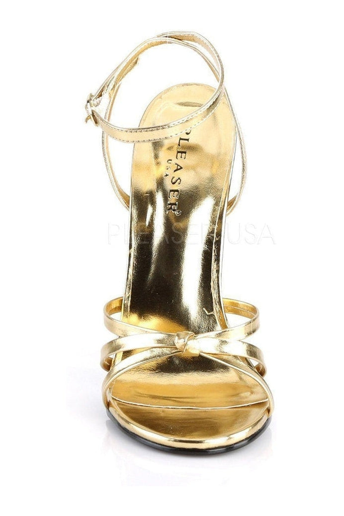 DOMINA-108 Sandal | Gold Faux Leather-Devious-Sandals-SEXYSHOES.COM
