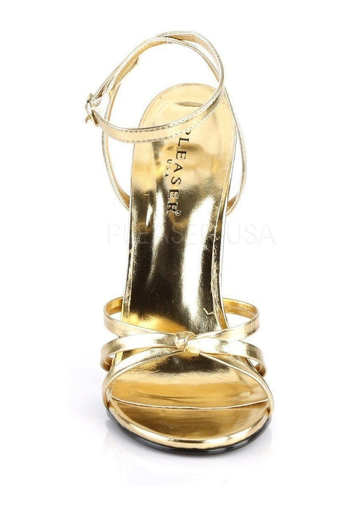 DOMINA-108 Sandal | Gold Faux Leather-Sandals- Stripper Shoes at SEXYSHOES.COM