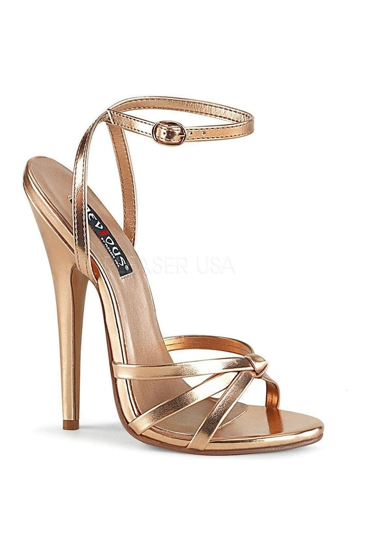 DOMINA-108 Sandal | Gold Faux Leather-Devious-SEXYSHOES.COM