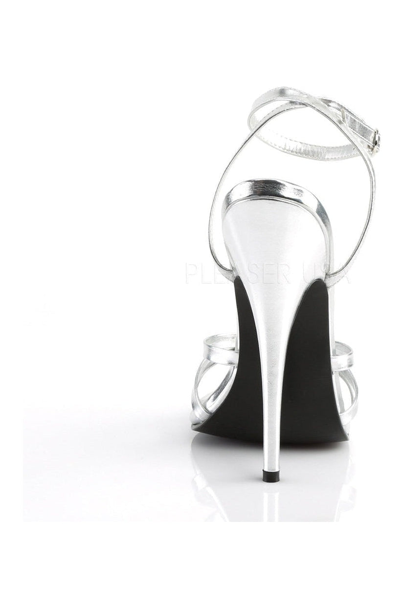 DOMINA-108 Sandal | Silver Faux Leather-Devious-Sandals-SEXYSHOES.COM