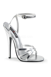 Devious DOMINA-108 Sandal in Silver Faux Leather from SexyShoes.com