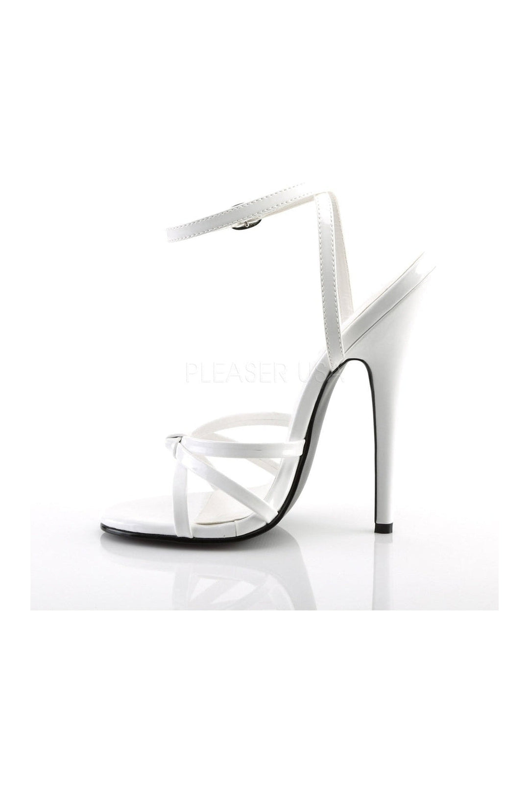 Devious DOMINA-108 Sandal in White Patent