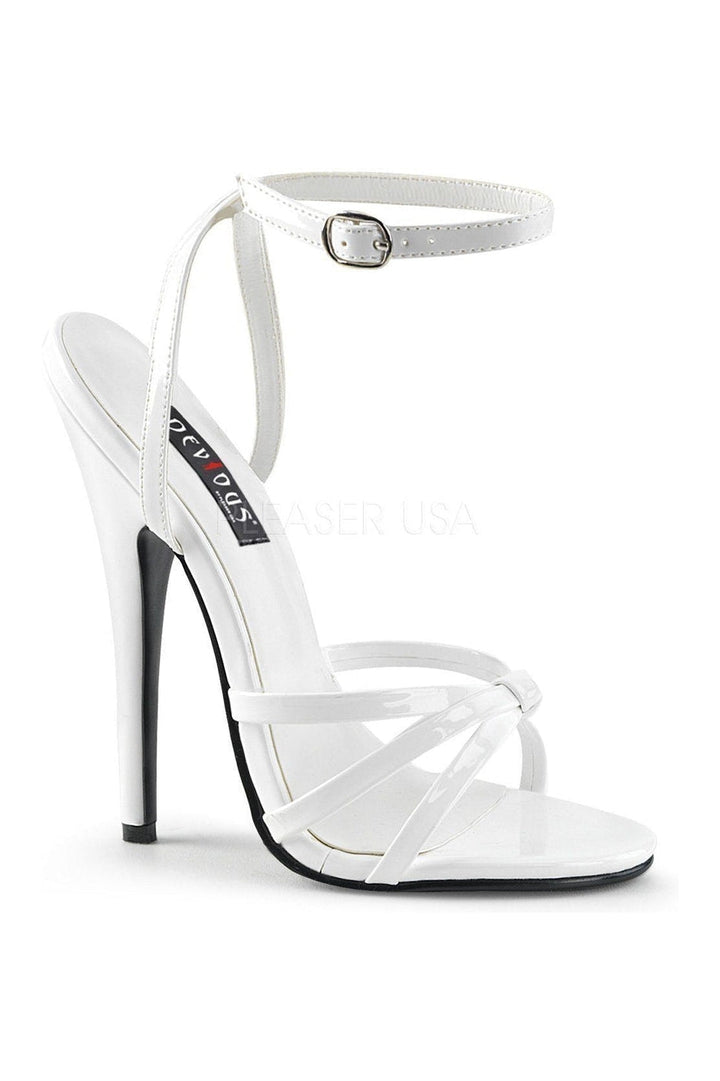 DOMINA-108 Sandal | White Patent-Devious-White-Sandals-SEXYSHOES.COM