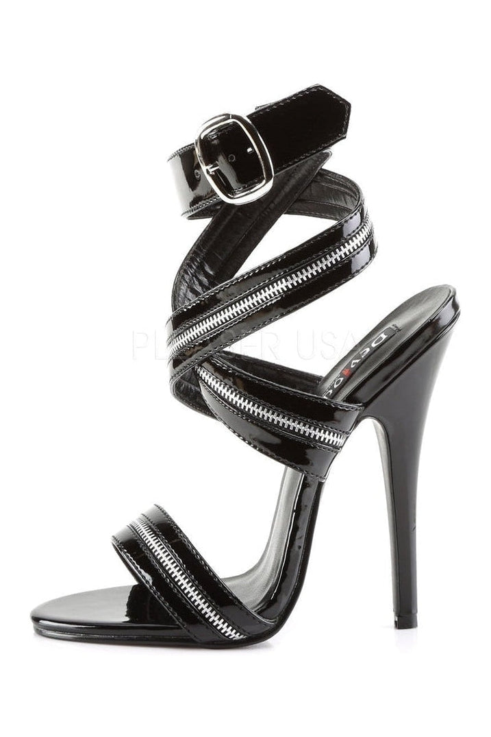 DOMINA-119 Sandal | Black Patent-Sandals- Stripper Shoes at SEXYSHOES.COM