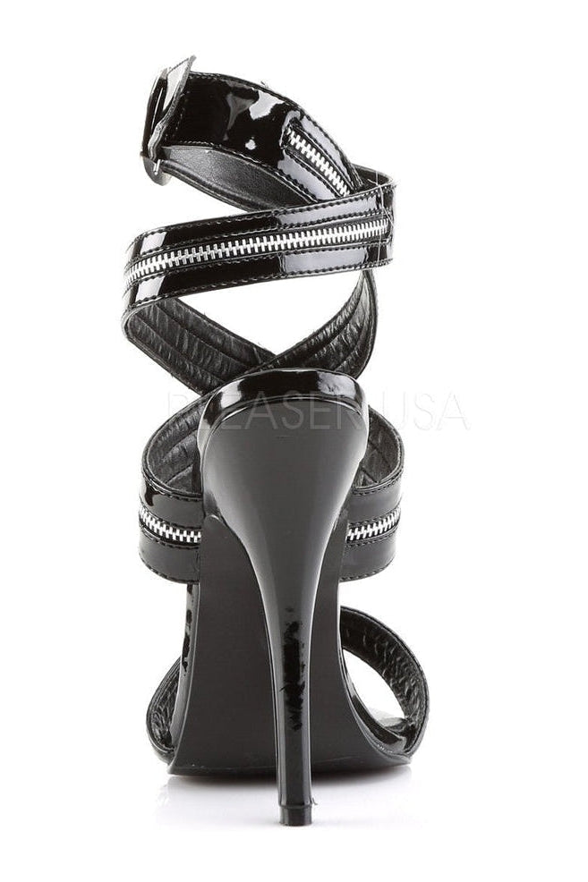 DOMINA-119 Sandal | Black Patent-Sandals- Stripper Shoes at SEXYSHOES.COM