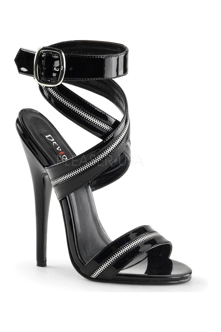 DOMINA-119 Sandal | Black Patent-Devious-Black-Sandals-SEXYSHOES.COM