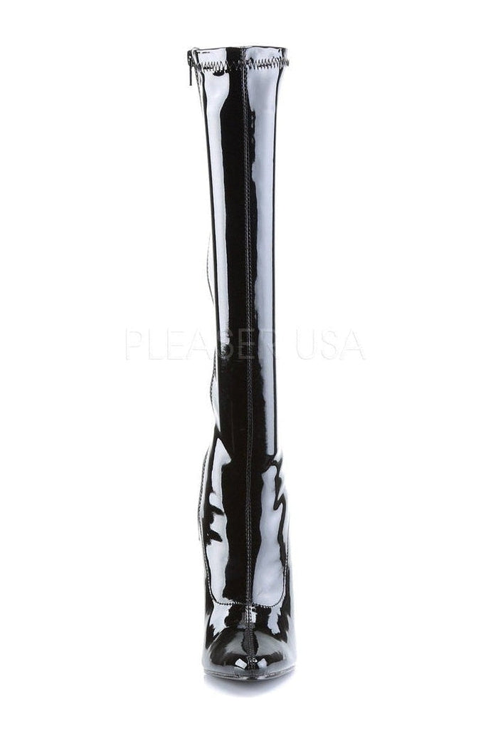 Devious DOMINA-2000 Knee Boot in Black Patent