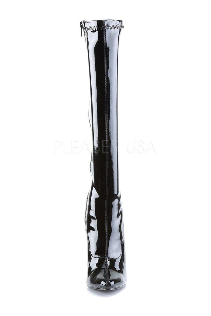 DOMINA-2000 Knee Boot | Black Patent-Knee Boots- Stripper Shoes at SEXYSHOES.COM