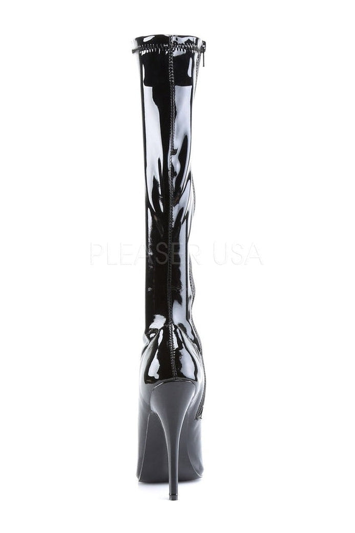 Devious DOMINA-2000 Knee Boot in Black Patent
