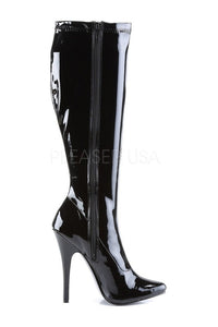 Devious DOMINA-2000 Knee Boot in Black Patent