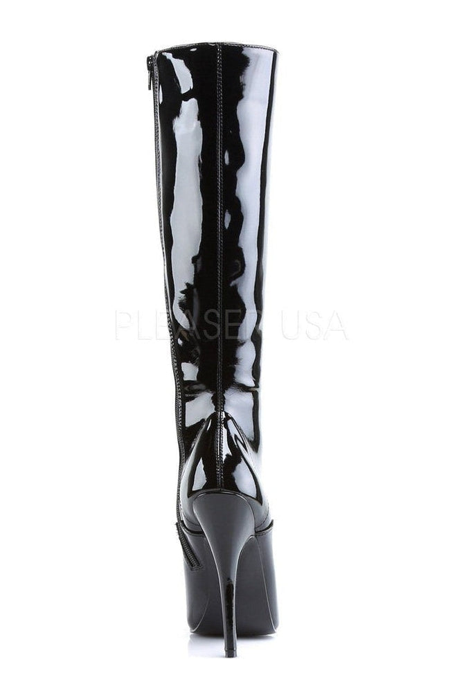 DOMINA-2020 Knee Boot | Black Patent-Knee Boots- Stripper Shoes at SEXYSHOES.COM