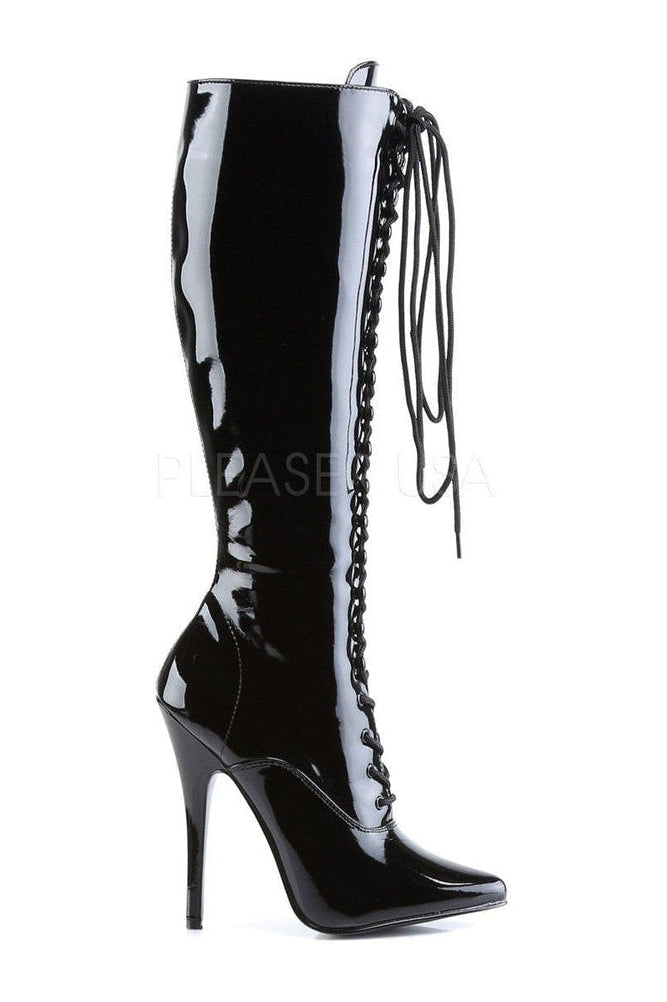 Devious DOMINA-2020 Knee Boot in Black Patent