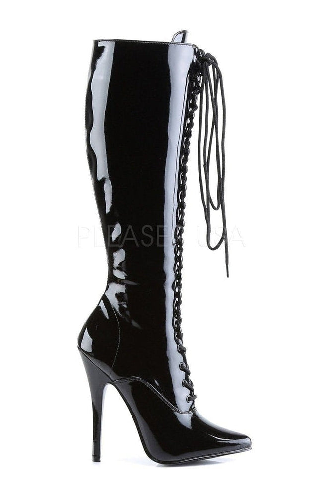 DOMINA-2020 Knee Boot | Black Patent-Devious-Knee Boots-SEXYSHOES.COM