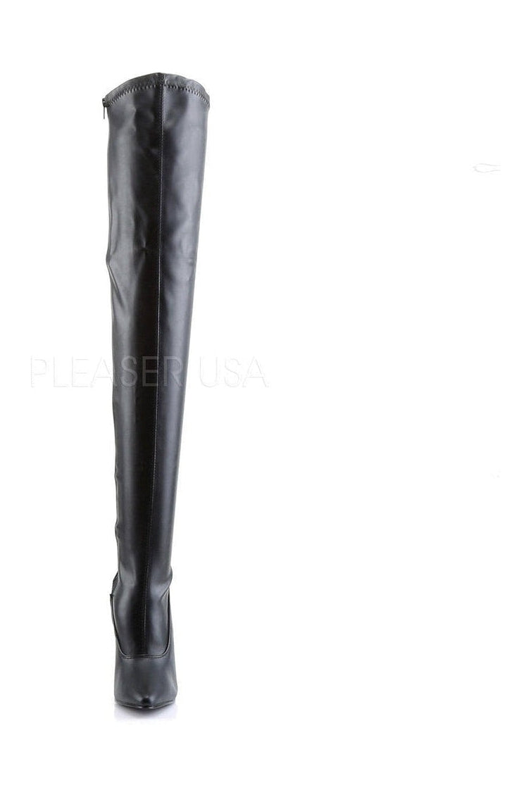 Devious DOMINA-3000 Thigh Boot in Black Faux Leather