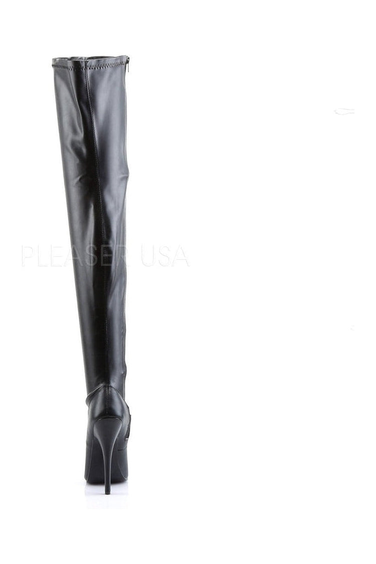 Devious DOMINA-3000 Thigh Boot in Black Faux Leather