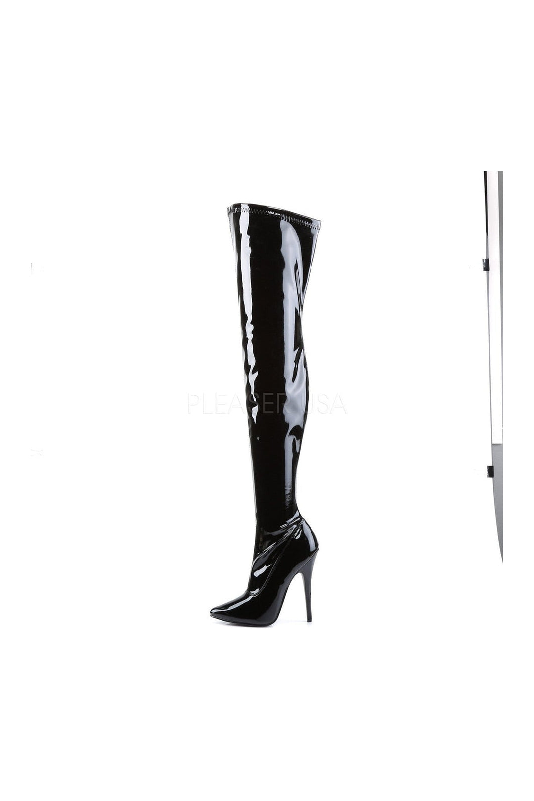 Devious DOMINA-3000 Thigh Boot in Black Patent