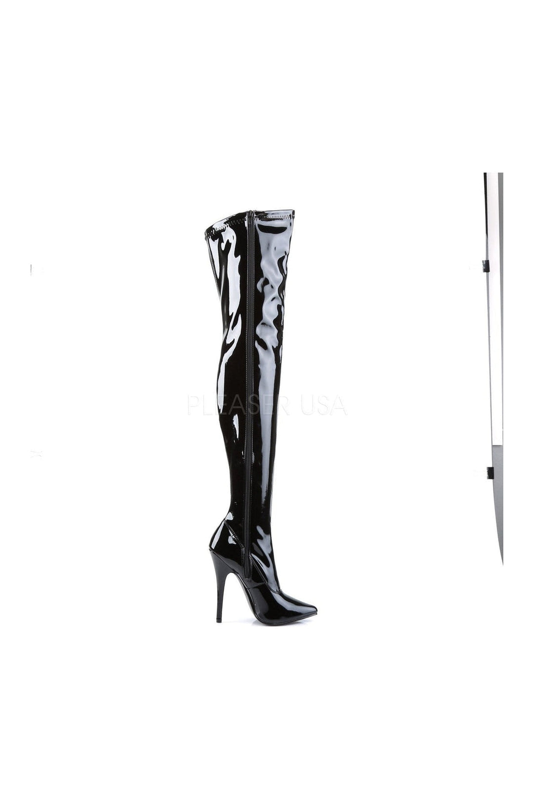 Devious DOMINA-3000 Thigh Boot in Black Patent