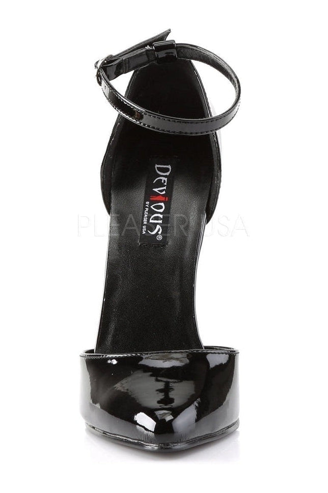 Devious DOMINA-402 Pump in Black Patent