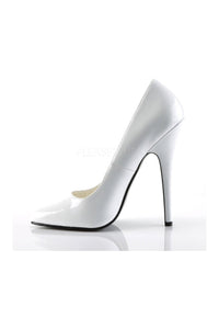 Devious DOMINA-420 Pump in White Patent
