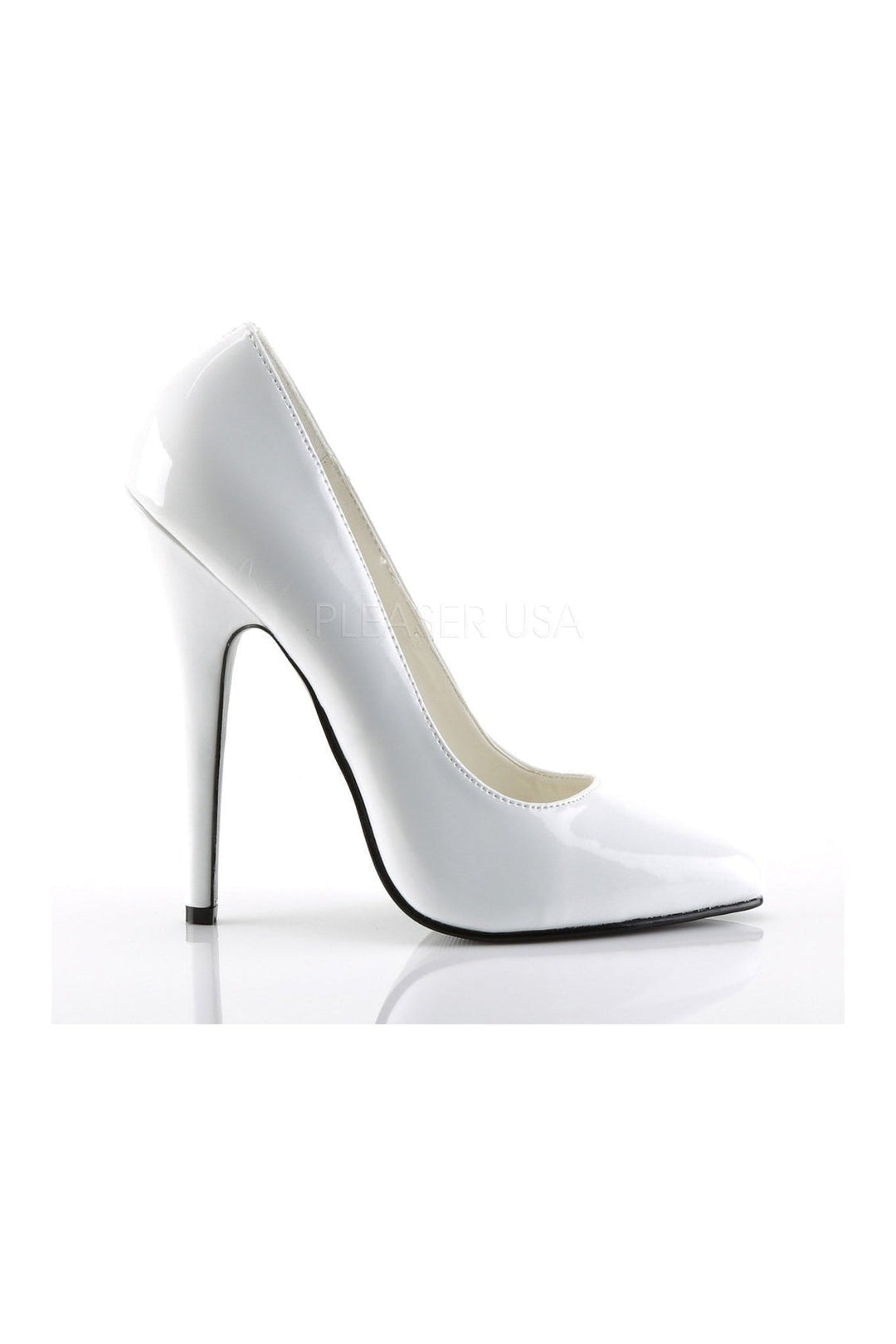Devious DOMINA-420 Pump in White Patent