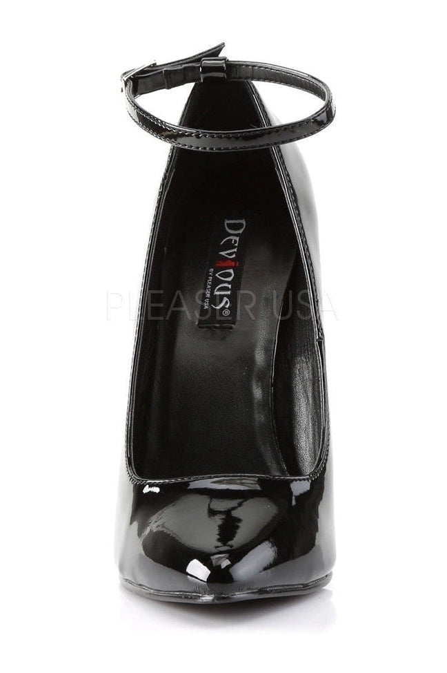 Devious DOMINA-431 Pump in Black Patent