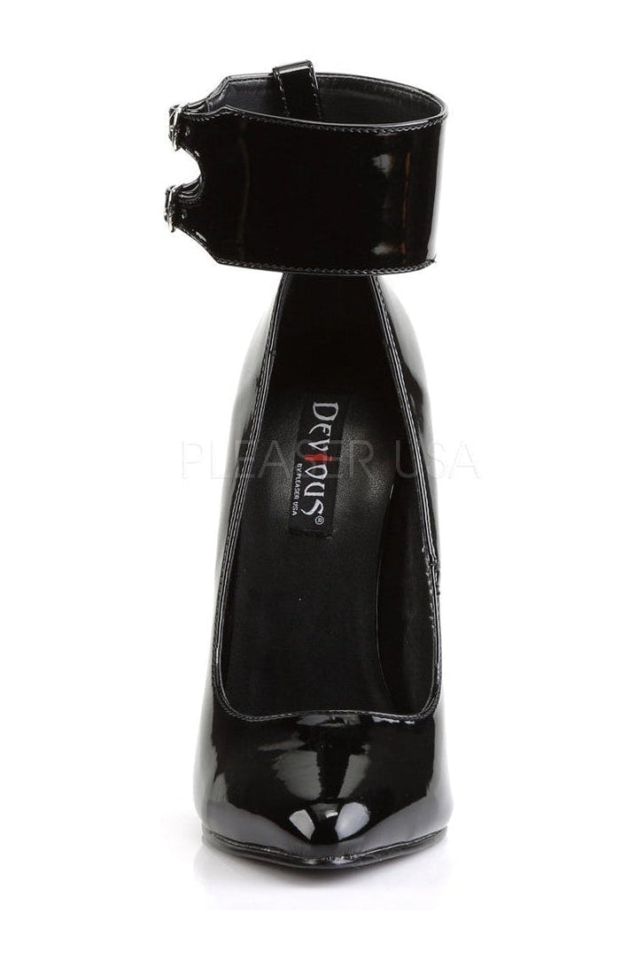 Devious DOMINA-434 Pump in Black Patent