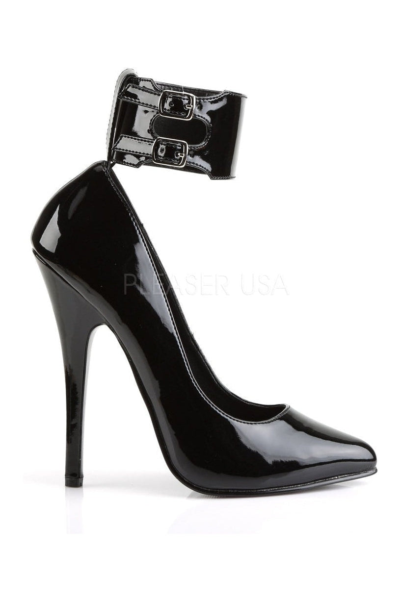 Devious DOMINA-434 Pump in Black Patent