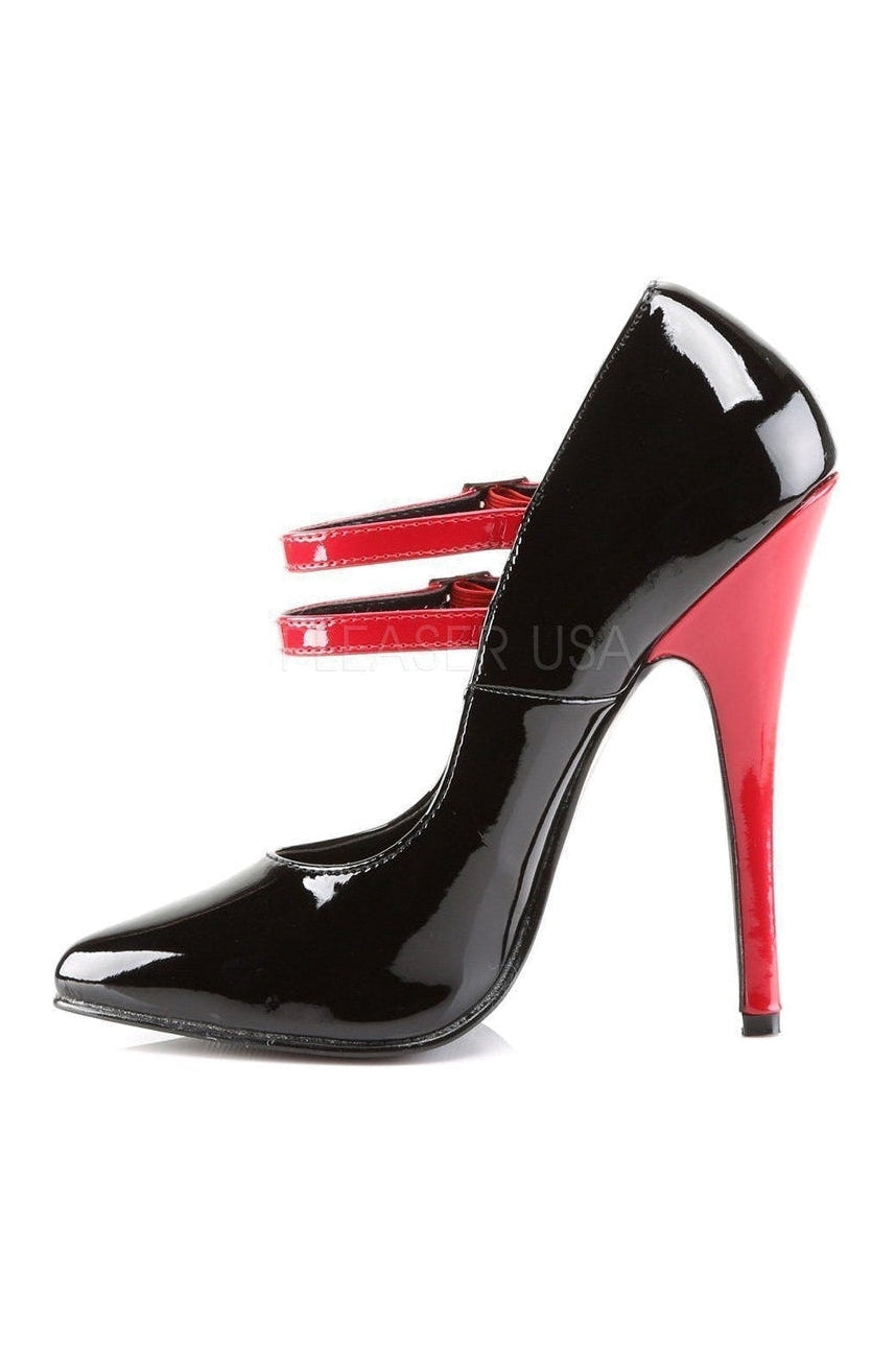 Devious DOMINA-442 Pump in Black Patent