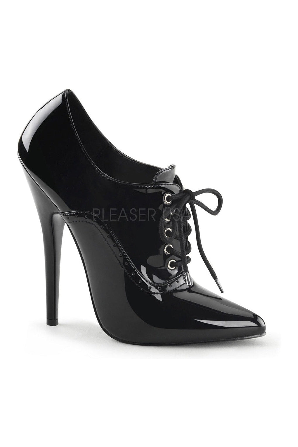 DOMINA-460 Ankle Bootie | Black Patent-Devious-Black-Pumps-SEXYSHOES.COM