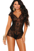 Dot Mesh And Lace Romper