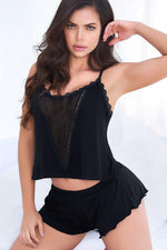 Dot Mesh Inset Pajama Short Set