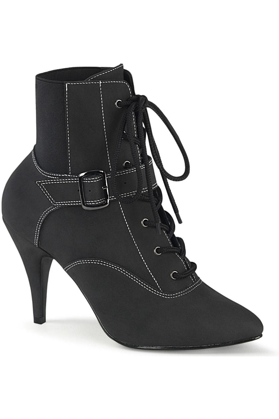 Pleaser DREAM 1022 Lace Up Front Ankle Boot 14 Black Faux Nubuck Leather