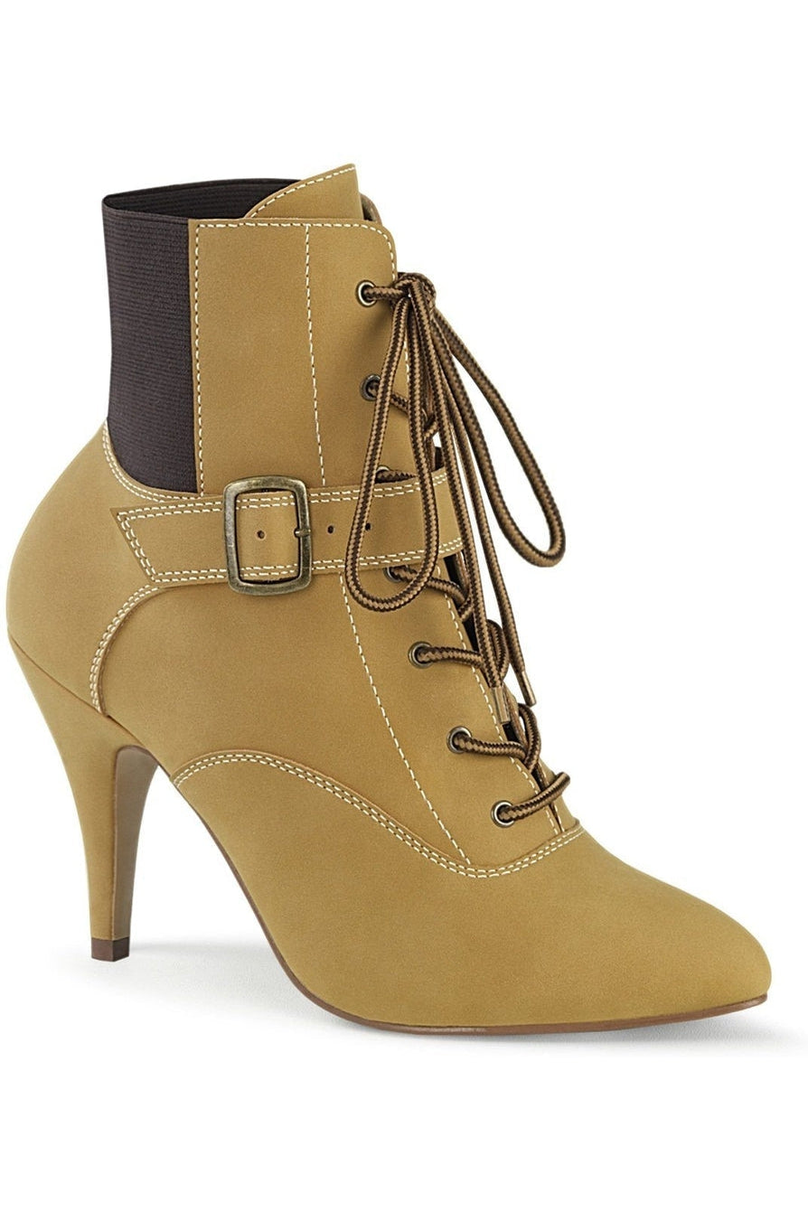 DREAM-1022 Ankle Boot | Black Faux Leather-Ankle Boots-Pleaser Pink Label-Bone-16-Faux Nubuck-SEXYSHOES.COM