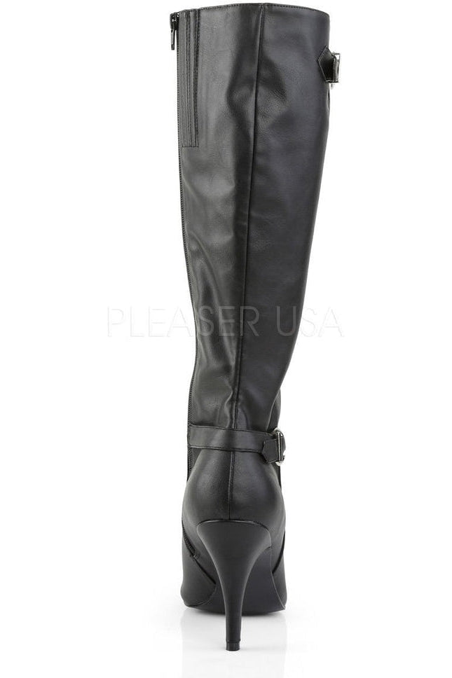 DREAM-2030 Knee Boot | Black Faux Leather-PLEASER PINK LABEL-Knee Boots-SEXYSHOES.COM