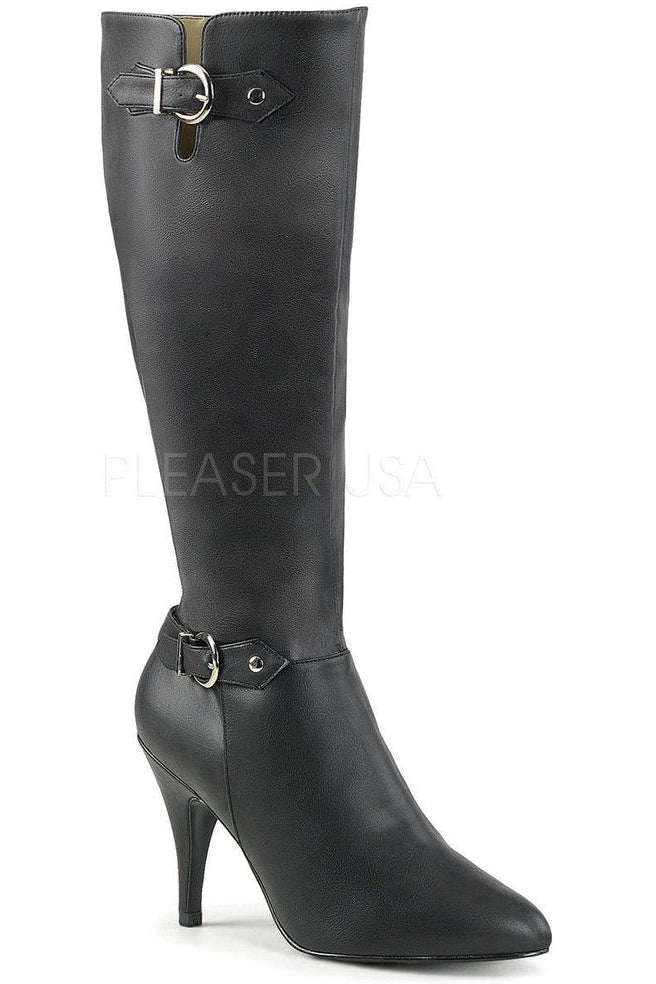 DREAM-2030 Knee Boot | Black Faux Leather-PLEASER PINK LABEL-Black-Knee Boots-SEXYSHOES.COM