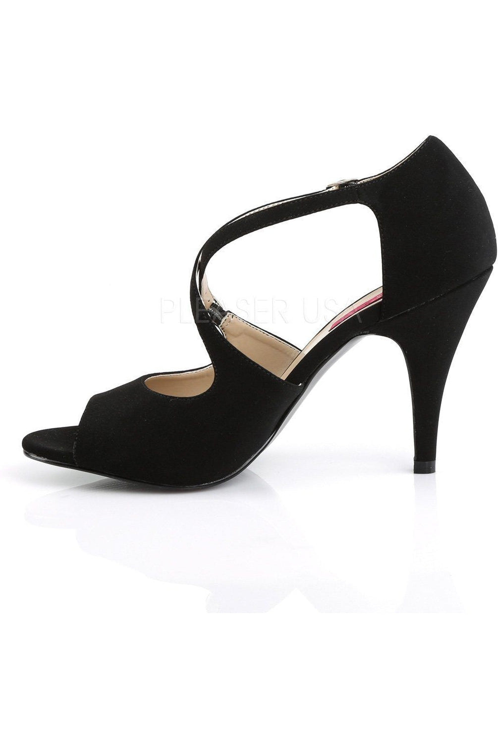 Pleaser Pink Label DREAM-412 Sandal in Black Faux Leather