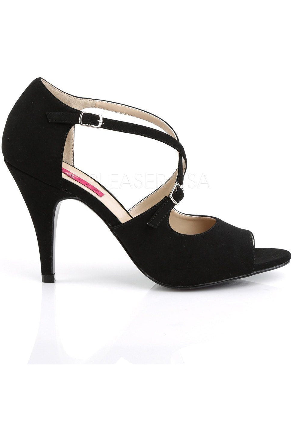 DREAM-412 Sandal | Black Faux Leather-Pleaser Pink Label-Sandals-SEXYSHOES.COM