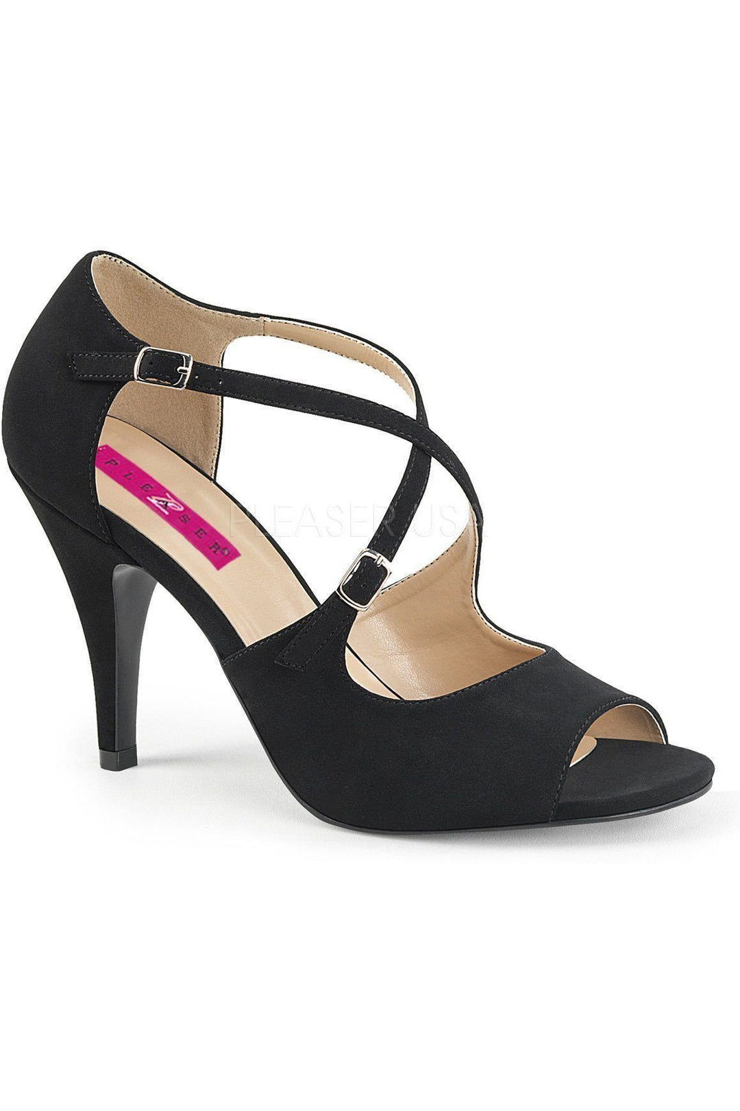 DREAM-412 Sandal | Black Faux Leather-Pleaser Pink Label-Black-Sandals-SEXYSHOES.COM