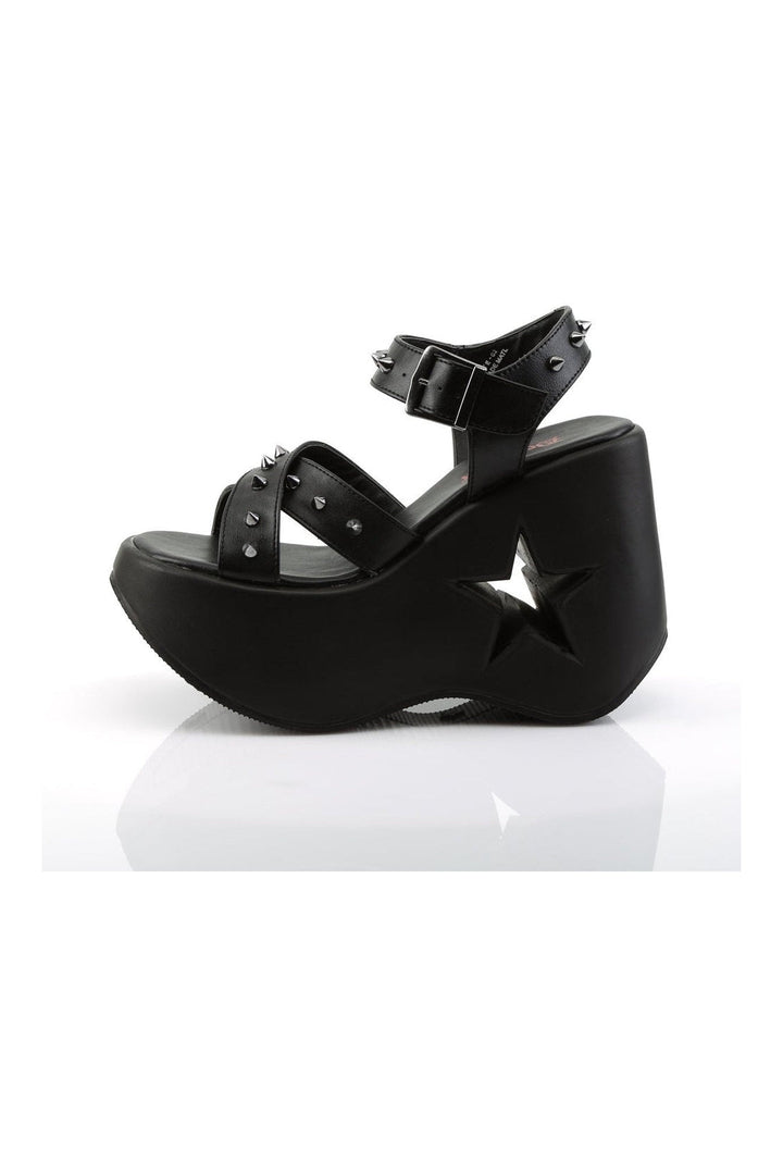 DYNAMITE-02 Demonia Wedge | Black Faux Leather