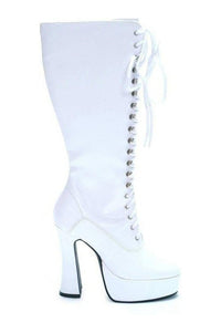 Ellie Shoes EASY Knee Boot in White Patent from SexyShoes.com