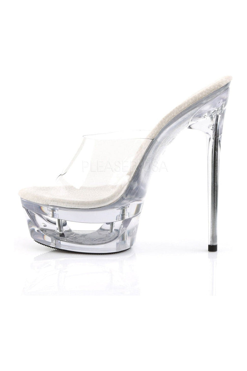 Pleaser ECLIPSE-601 Platform Slide in Clear Vinyl