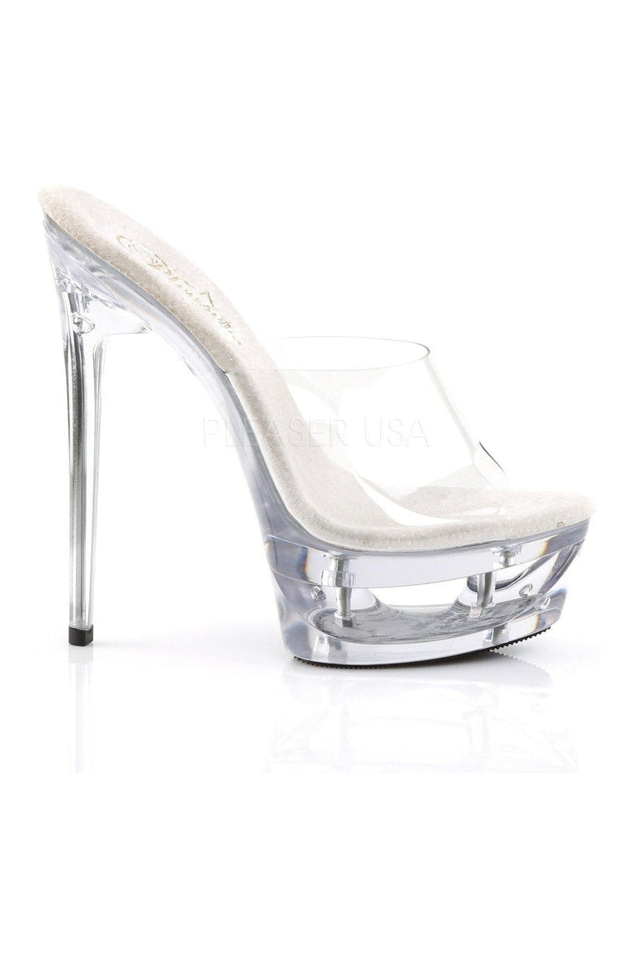 Pleaser ECLIPSE-601 Platform Slide in Clear Vinyl