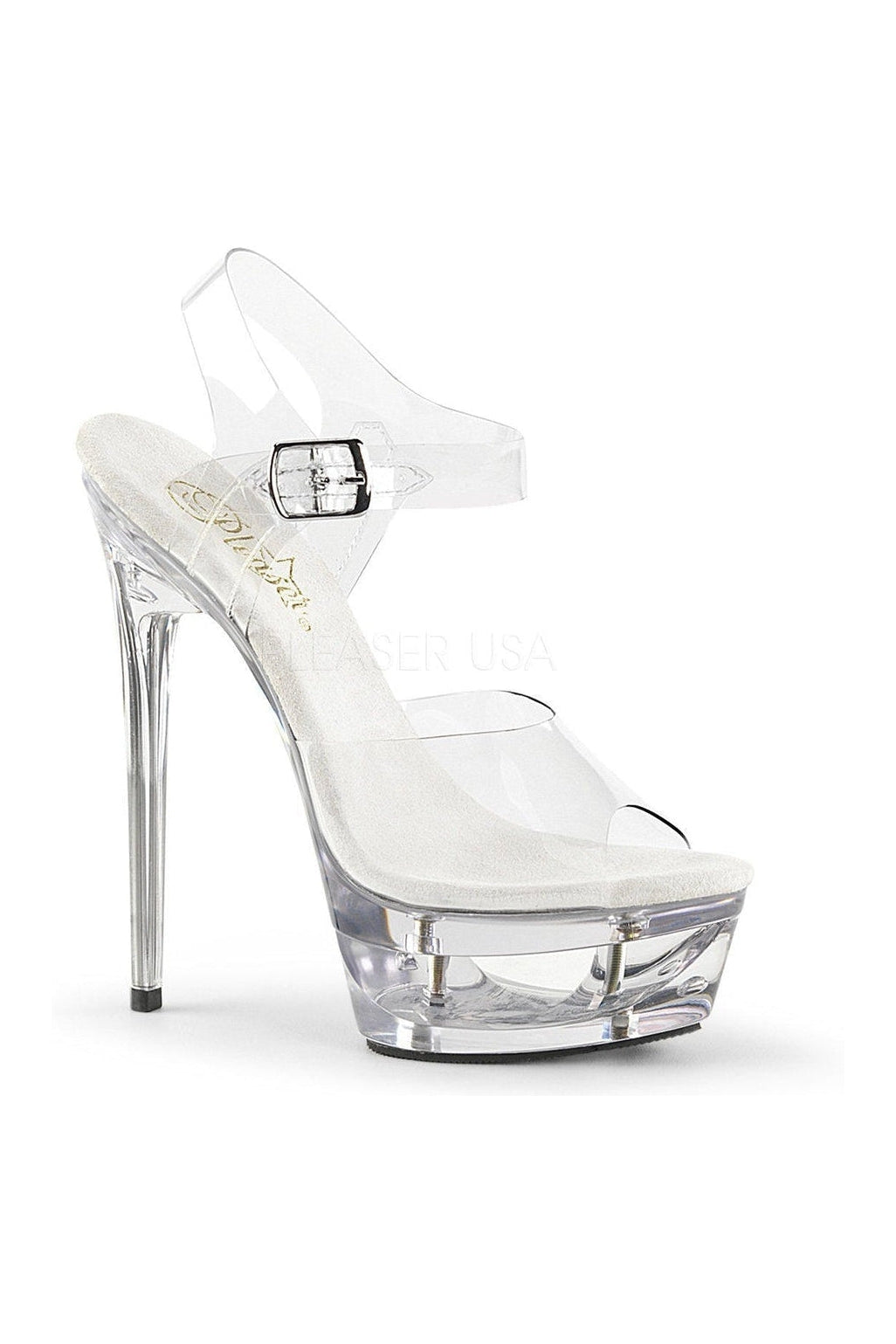 Pleaser ECLIPSE-608 Platform Sandal in Clear Vinyl from SexyShoes.com