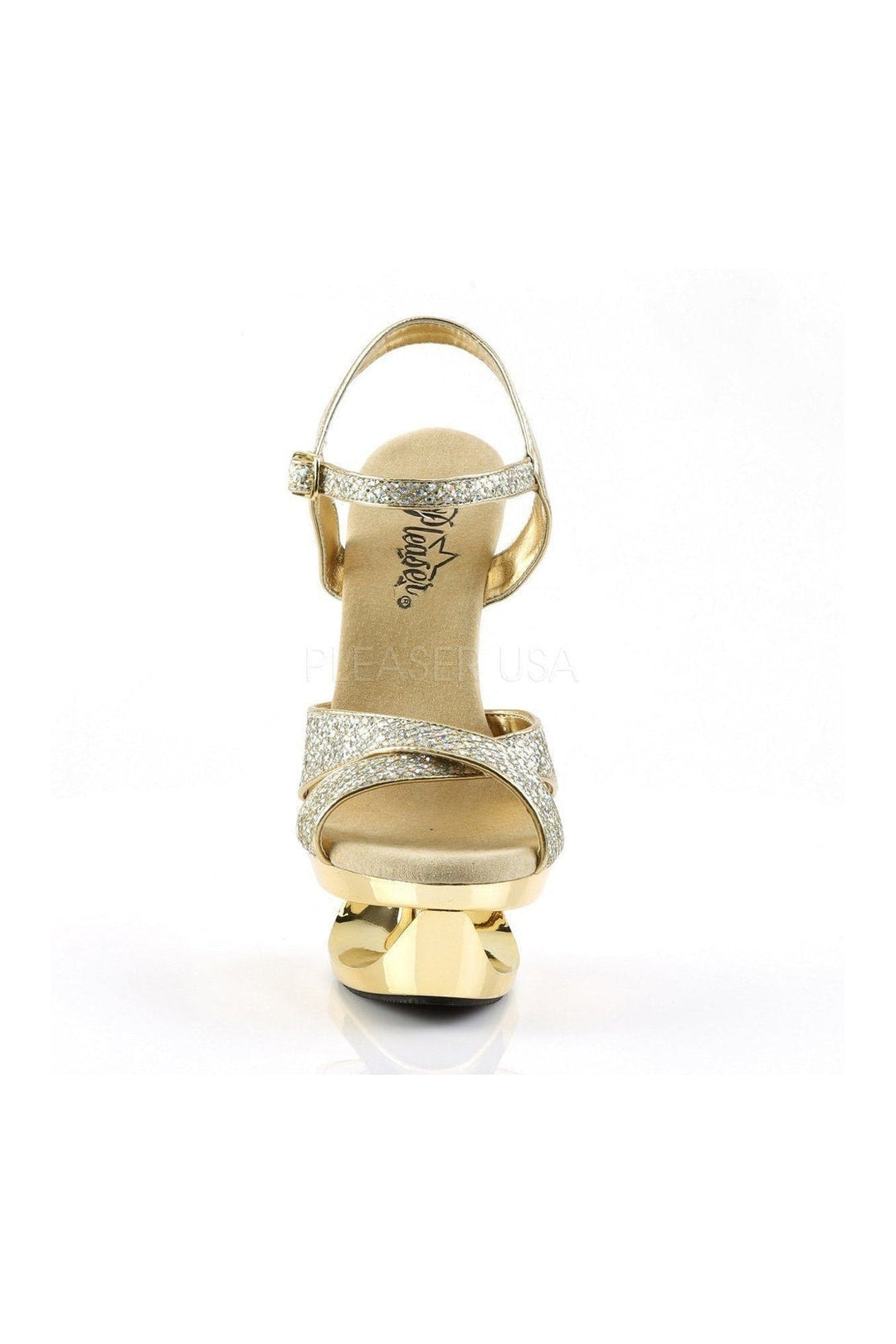 ECLIPSE-619G Platform Sandal | Gold Glitter-Pleaser-Sandals-SEXYSHOES.COM